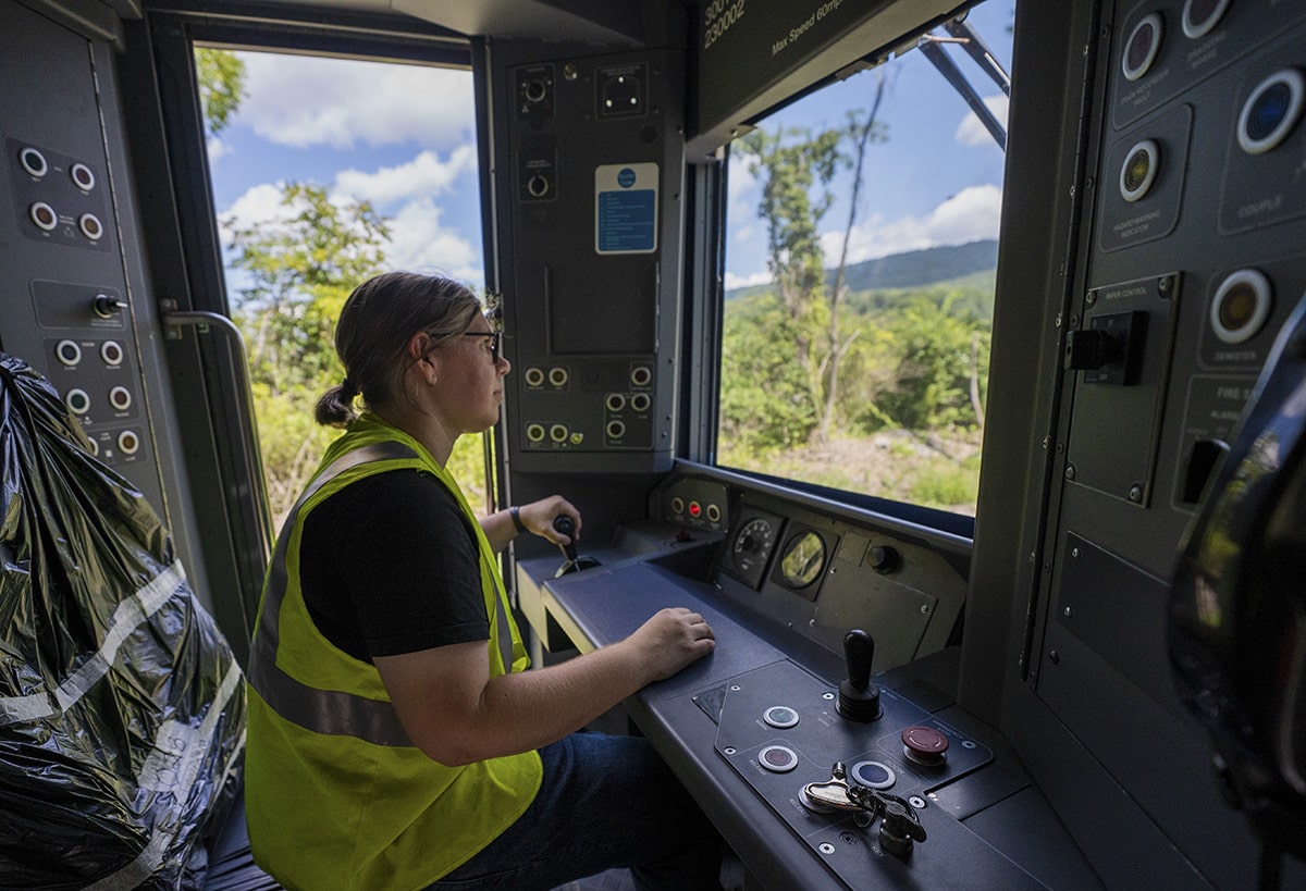 The cab of a train