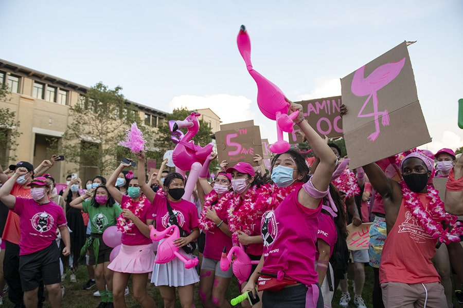 Students gather on the Cut