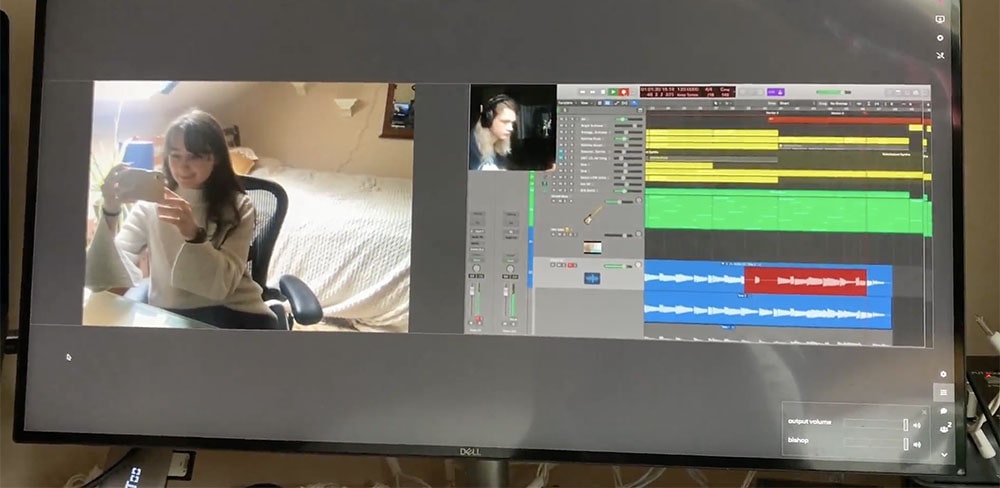 A screenshot of musicians collaborating online