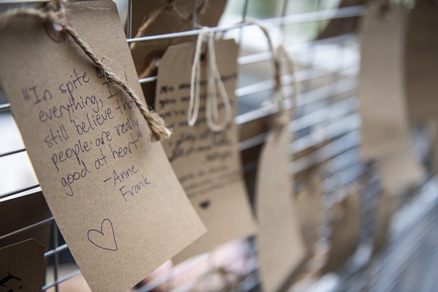 A Tree of Life memorial wall at CMU