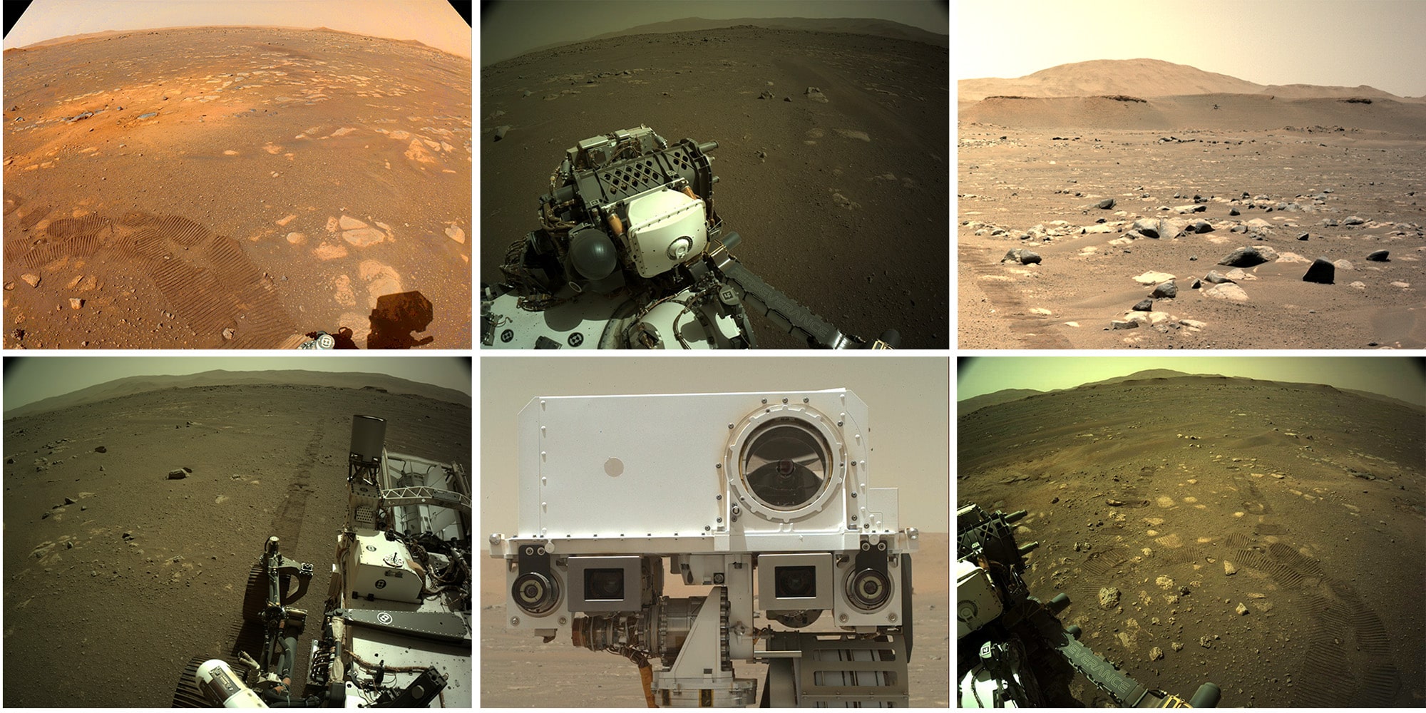 A collage of images from Mars