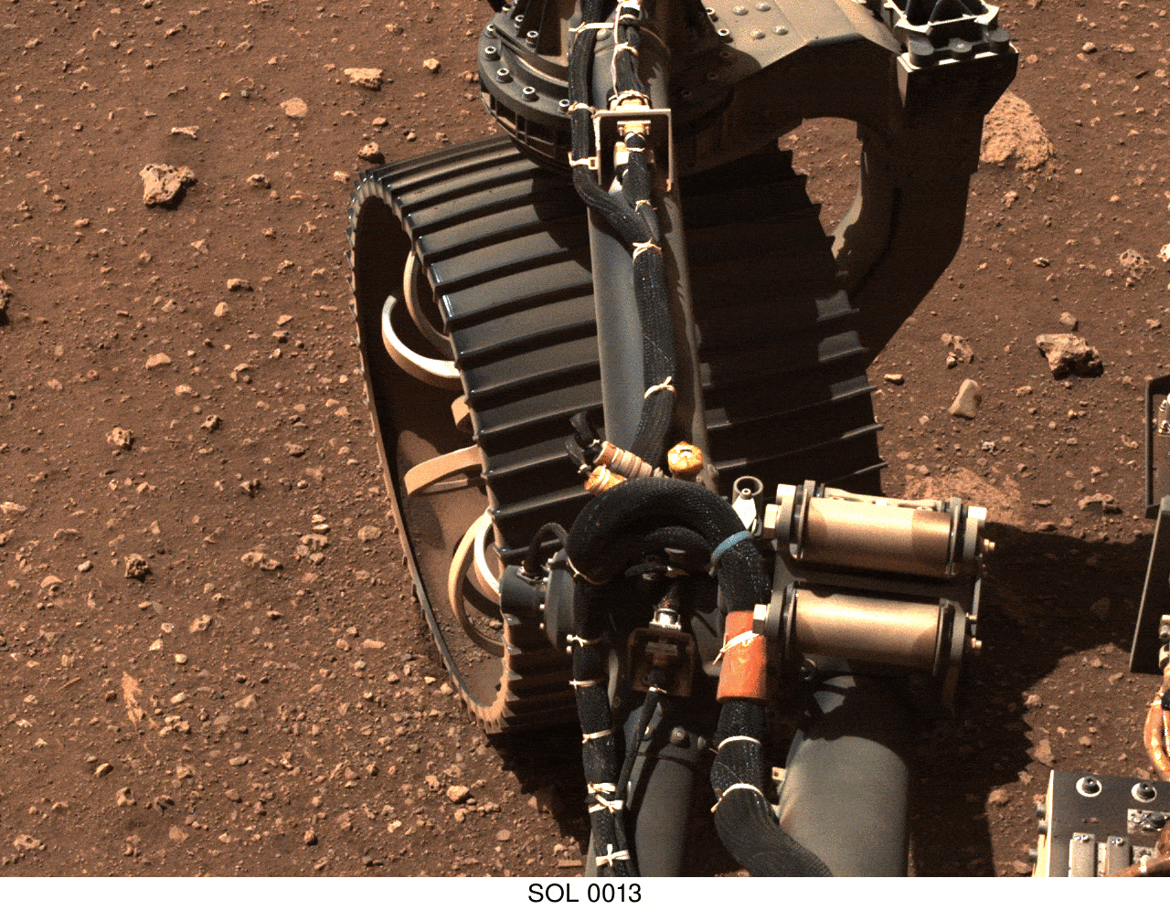 A GIF of the Mars Rover's wheel moving