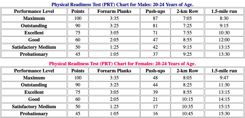 Physical Fitness Standards Steel City