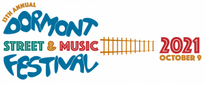 Dormont Street Music Festival graphic in the shape of a guitar
