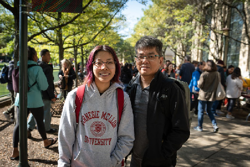 CMU student with parent during Family Weekend