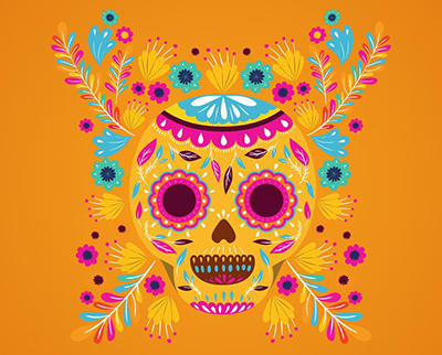 Decorative graphic of a day of the day skull