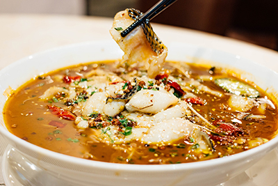 Bowl of steaming soup