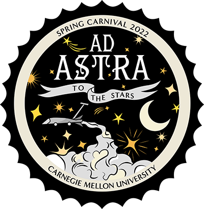 Logo for Spring Carnival with text Spring Carnival 2022 Ad Astra to the stars Carnegie Mellon University