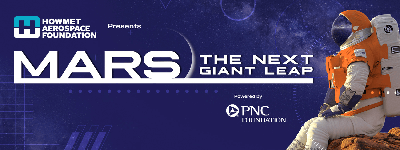 Event poster with text Mars the next giant leap