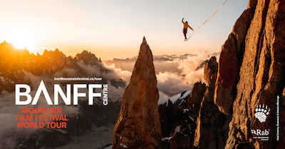 Movie poster of a person free climbing a clifface