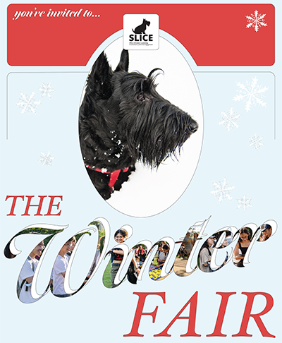 Event graphic with text you're invited to the winter fair, and an image of a scotty dog