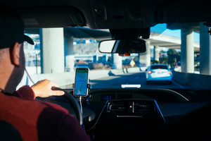 Interior of a car serving as a rideshare