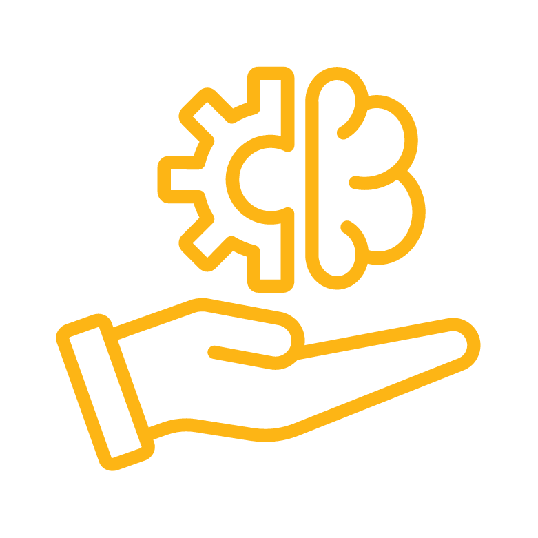 Gold icon of hands-on learning