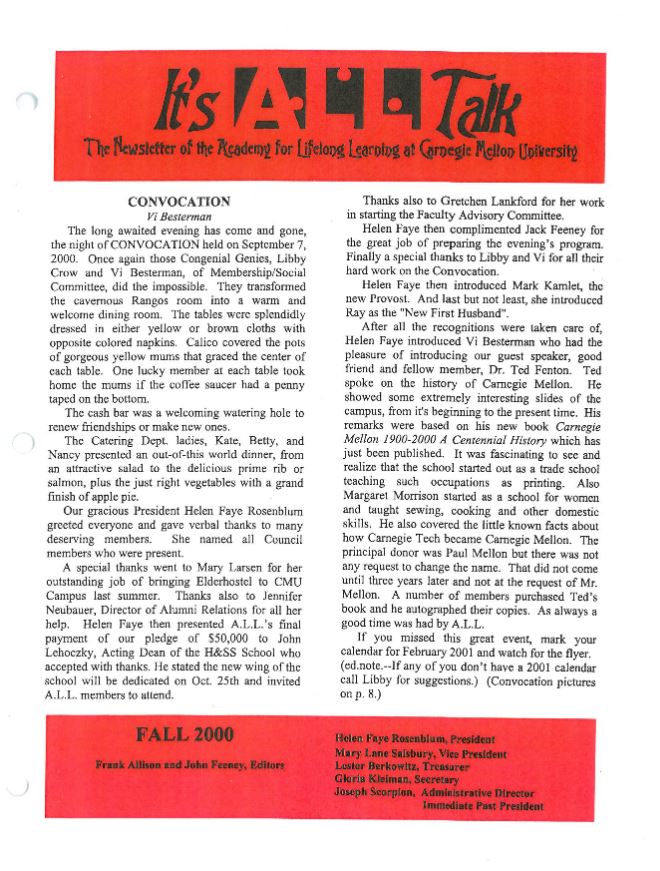 Fall 2000 Newsletter