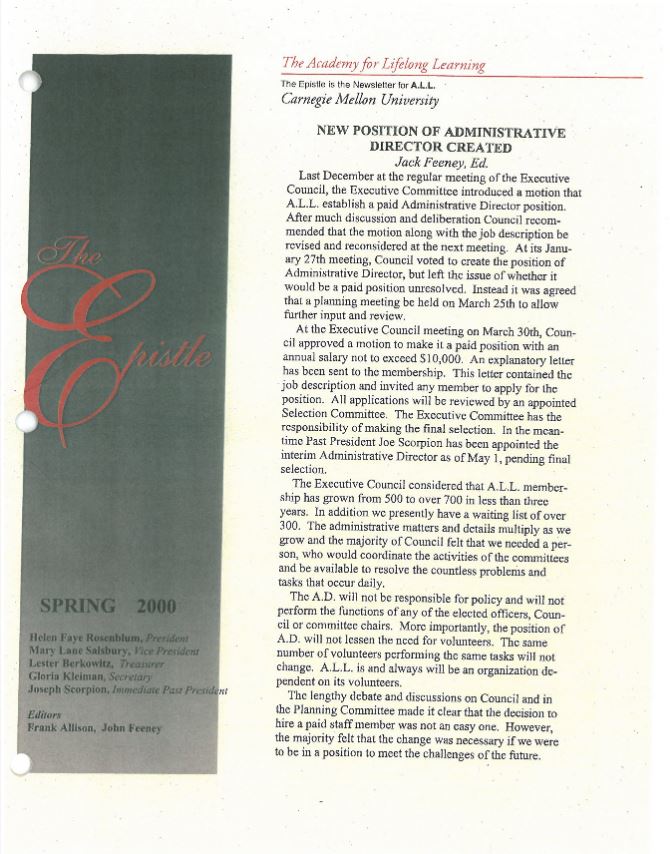 Summer 2000 Newsletter