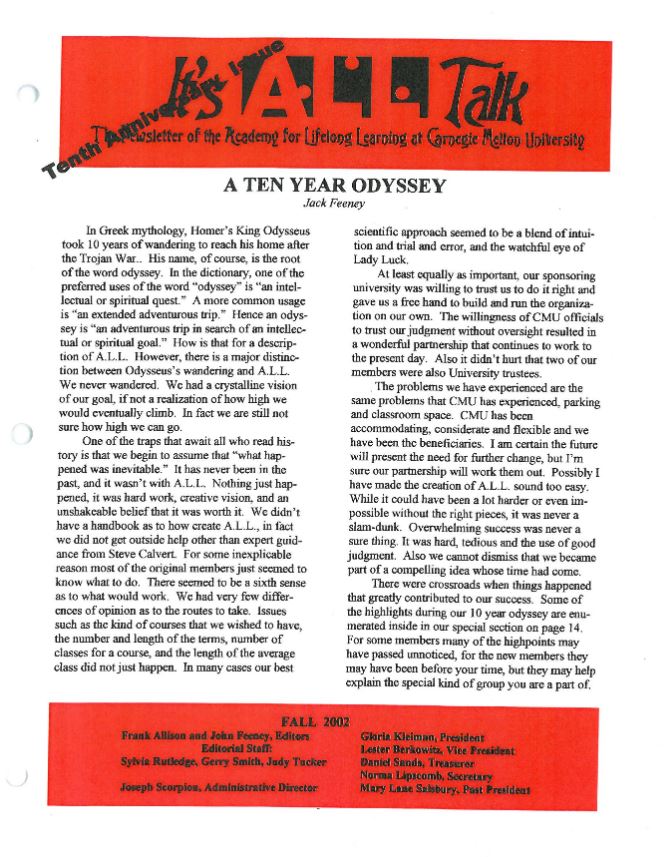 Fall 2002 Newsletter