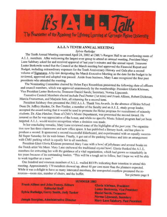 Summer 2002 Newsletter