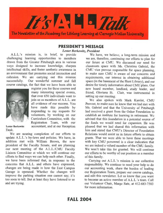 Fall 2004 Newsletter
