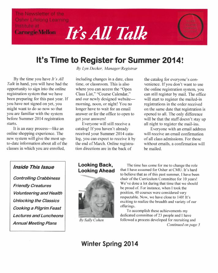 Winter/Spring 2014 Newsletter