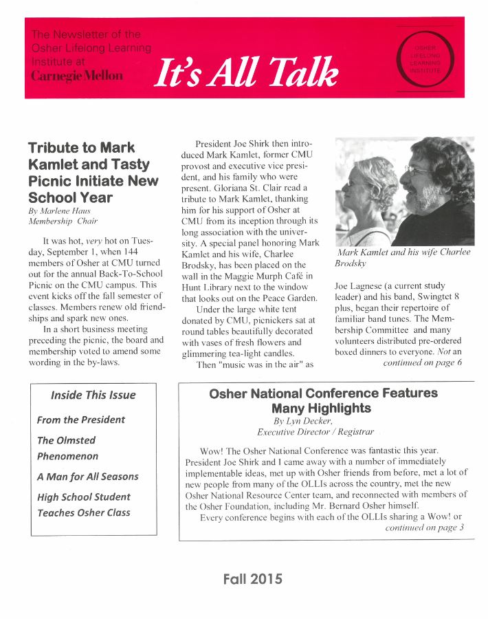 Fall 2015 Newsletter