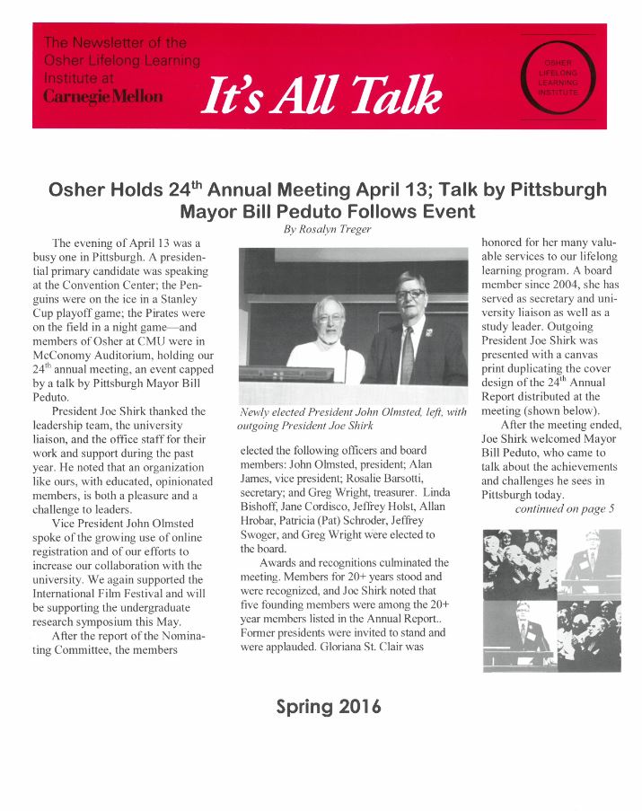 Winter/Spring 2016 Newsletter