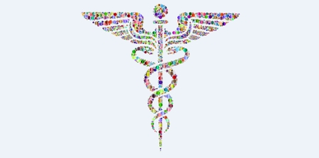 multi-colored caduceus