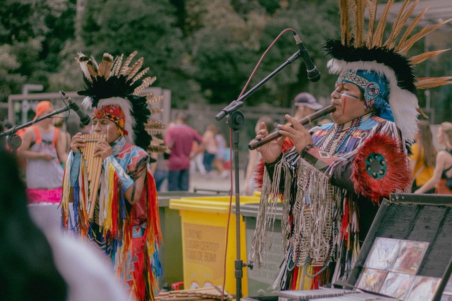 Native americans playing music
