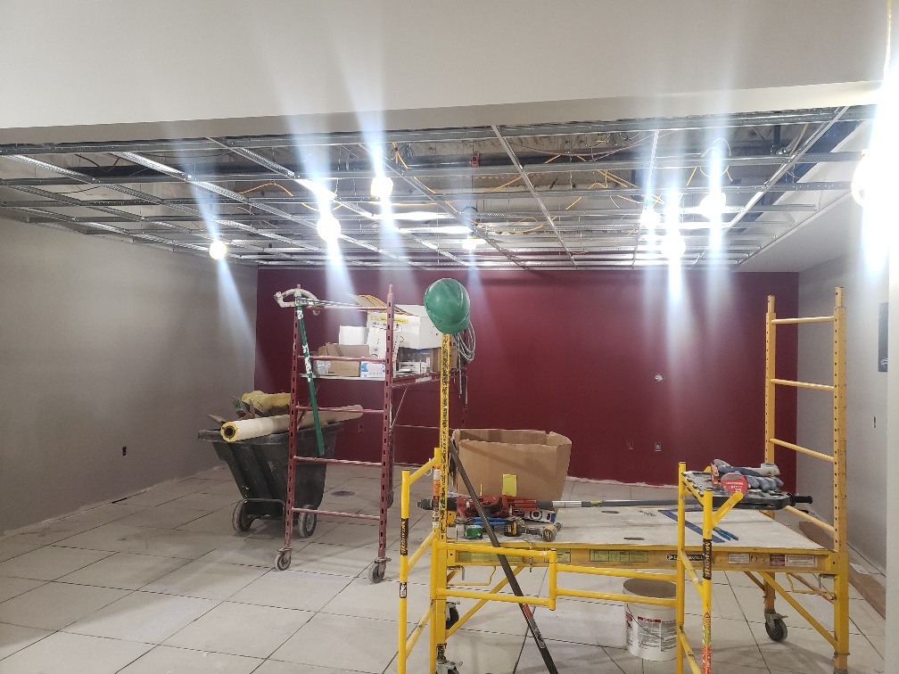 Activity room red wall