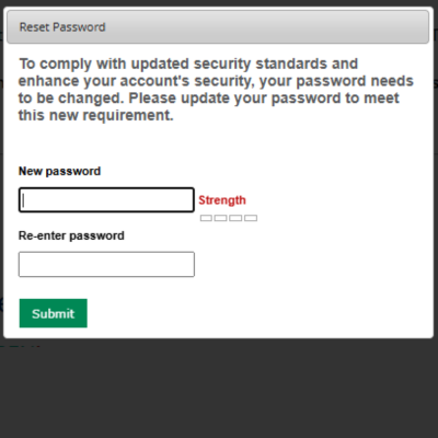 reset password