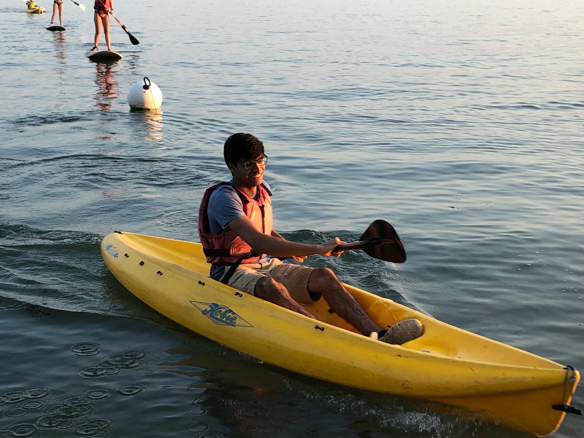 Student in canoe