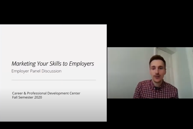 screenshot of a Career Consultant doing a presentation