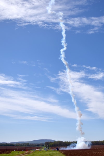 A rocket is launched skyward