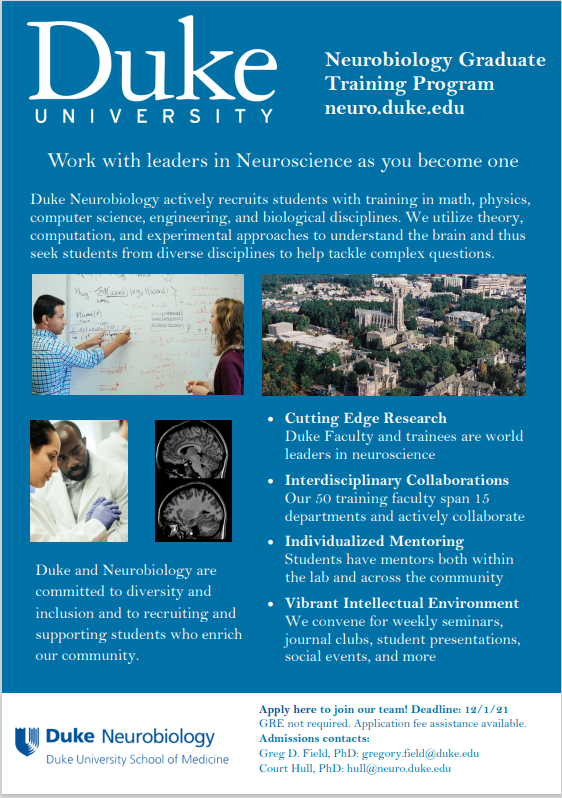 Poster for the Duke University Neurobiology Graduate Program