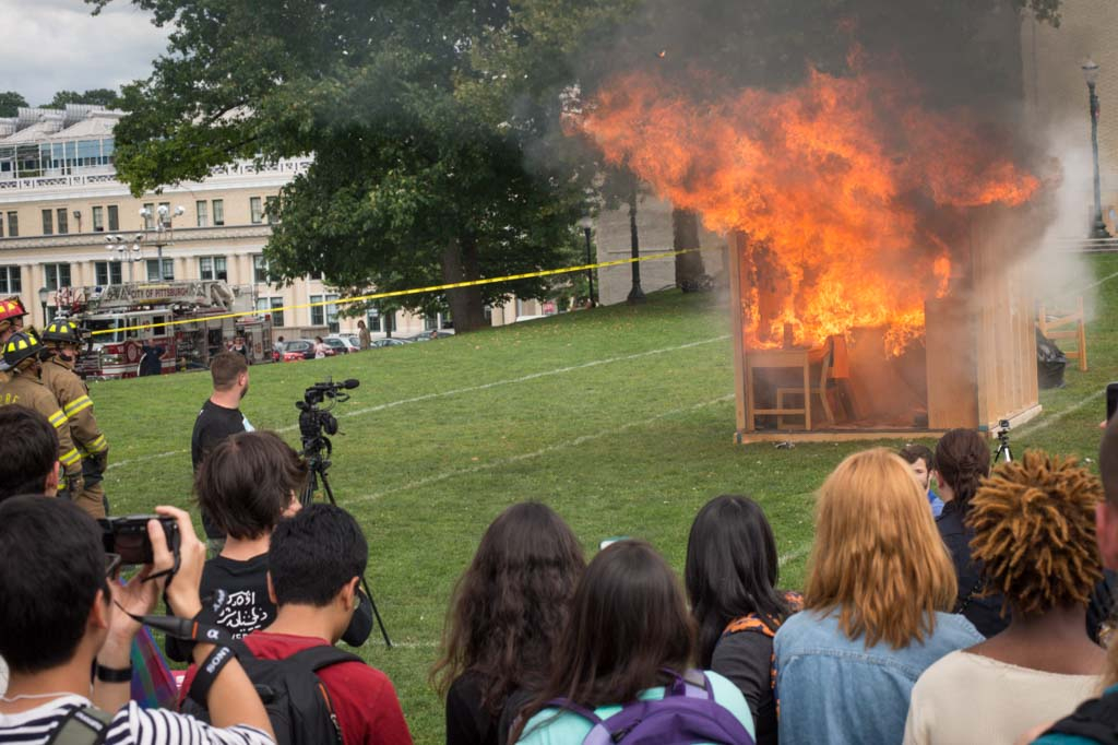 mock dorm room fire