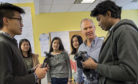 Michael Keaton with students