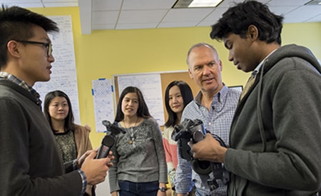 Michael Keaton with students