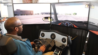 a driving simulator at Autodesk