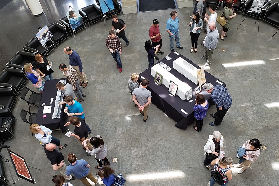 aerial view of art show