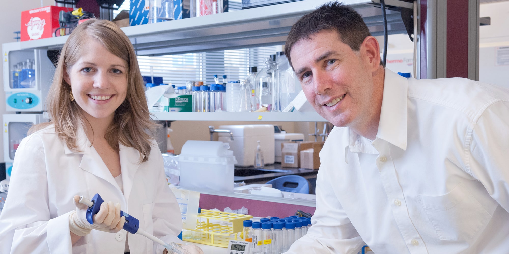 image of Philip LeDuc with a colleague in a science lab