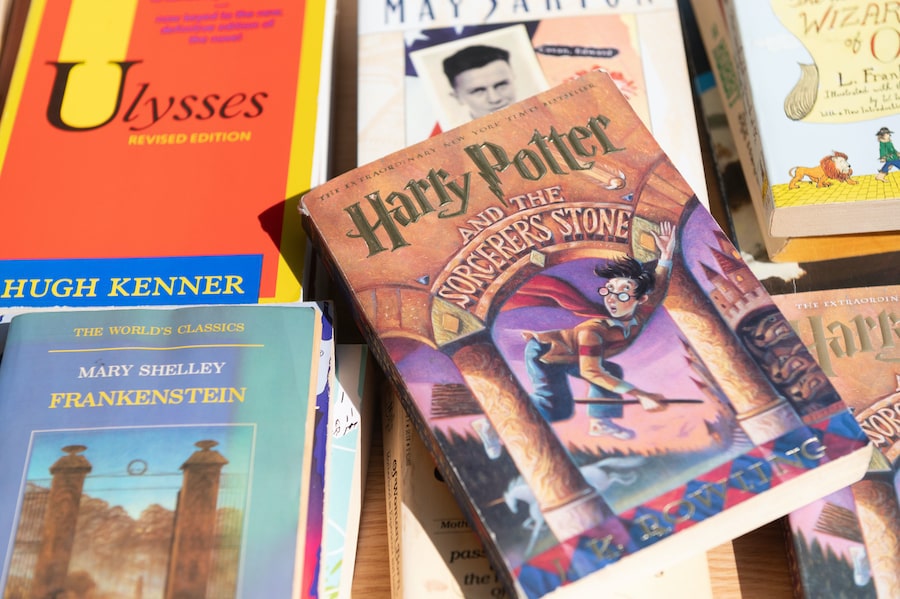 a sampling of books, including Harry Potter