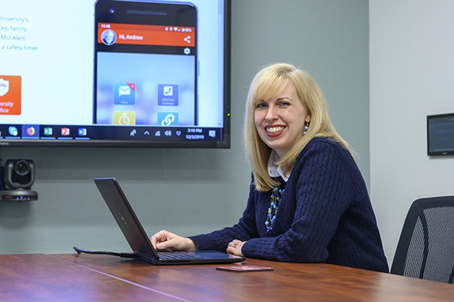 Image of Melanie Lucht at computer