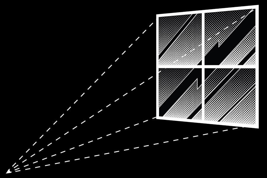 illustration of looking through a window