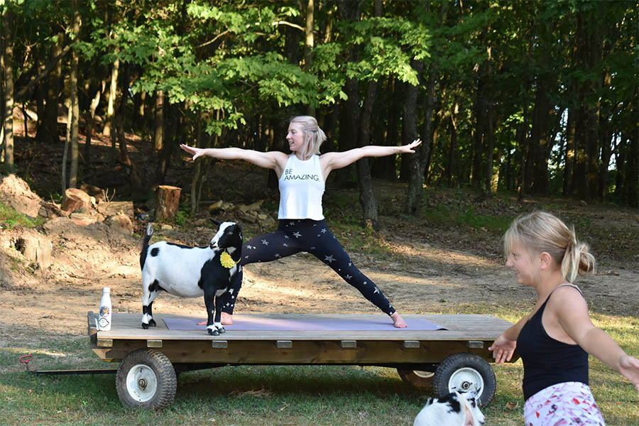 yoga instructor at farm