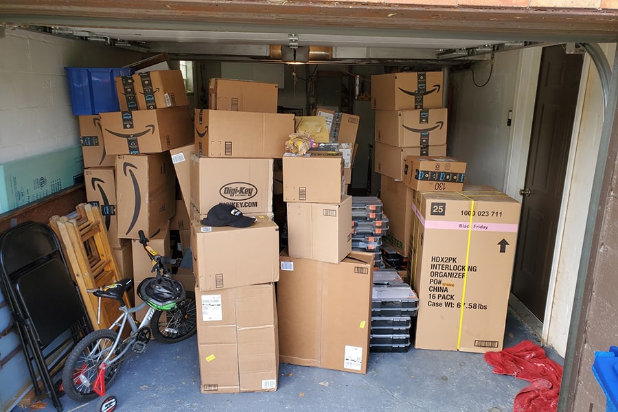 Quinn Hagerty's trunk full of boxes