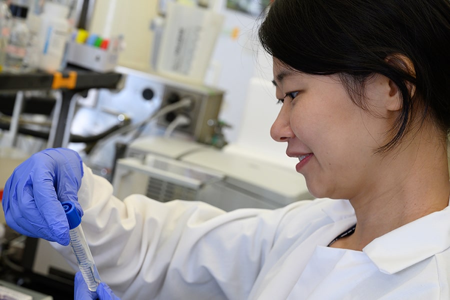 Huaiying Zhang in her research lab