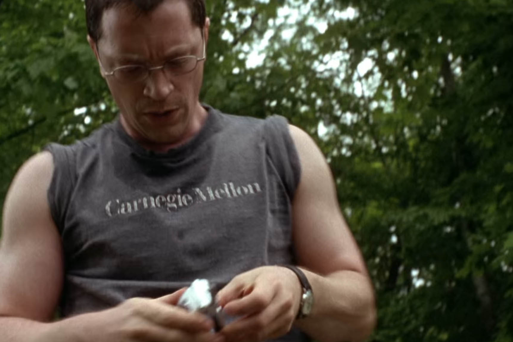 screenshot of Joshua Malina wearning a Carnegie Mellon t-shirt on The West Wing