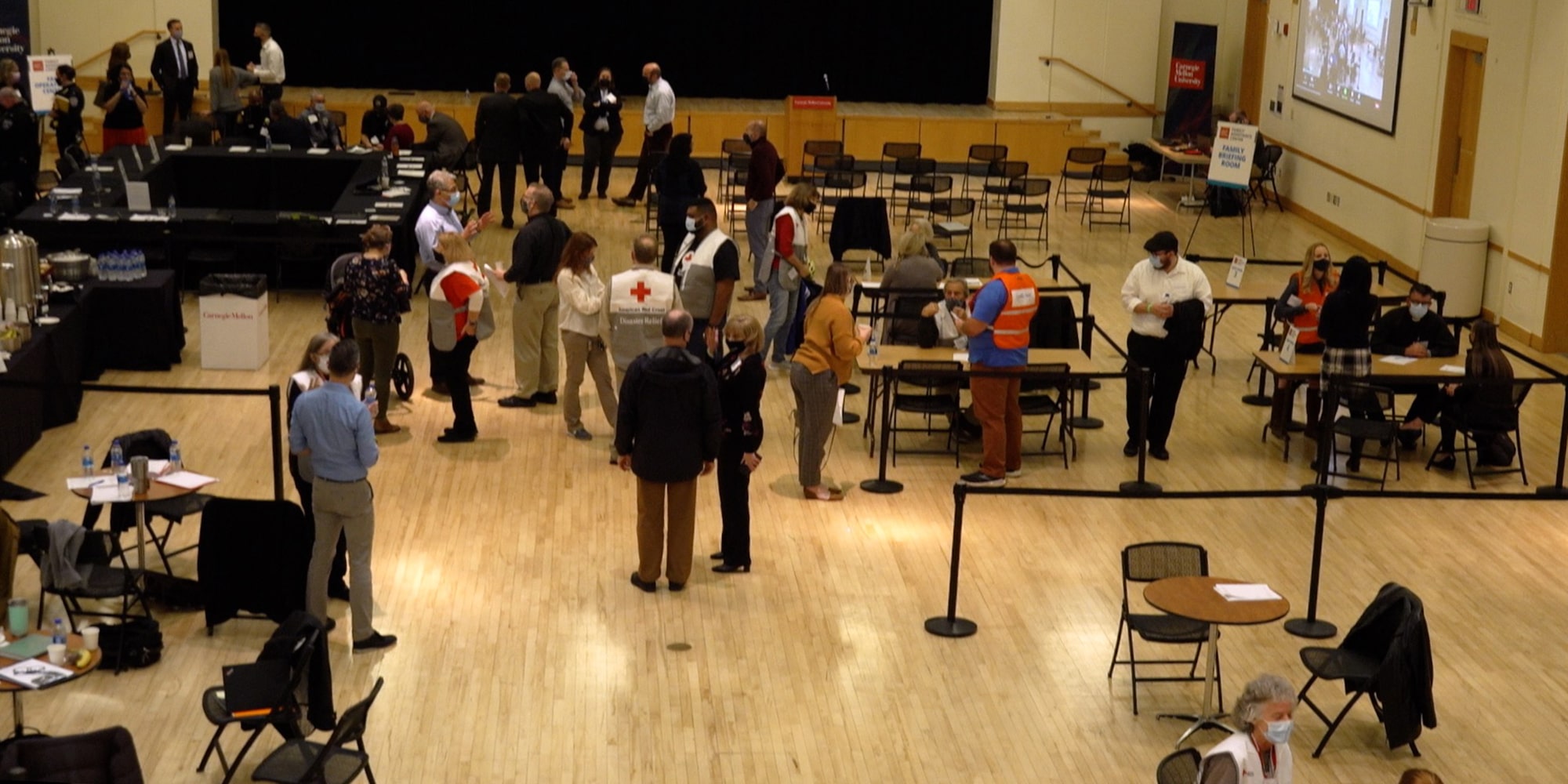 overview of CMU's emergence exercise in Rangos Ballroom