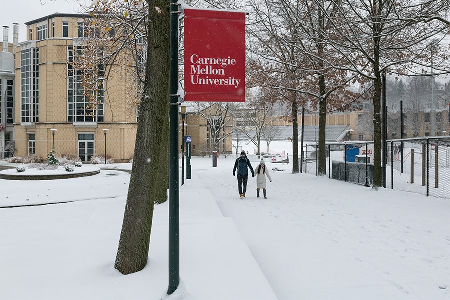 back view of Cohon Center in snow