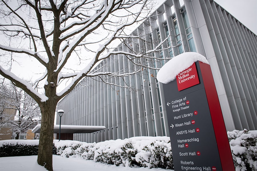 Hunt Library in snow