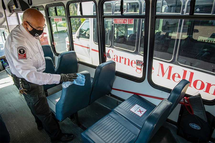 inside the university shuttle